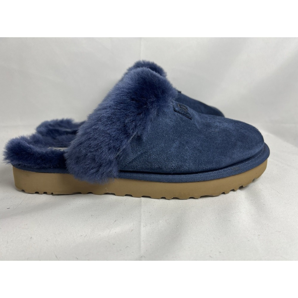 UGG AUSTRALIA REAL Sheepskin! Slide Slippers  Womens Sz 9 Shoes Navy VGUC - Picture 2 of 15